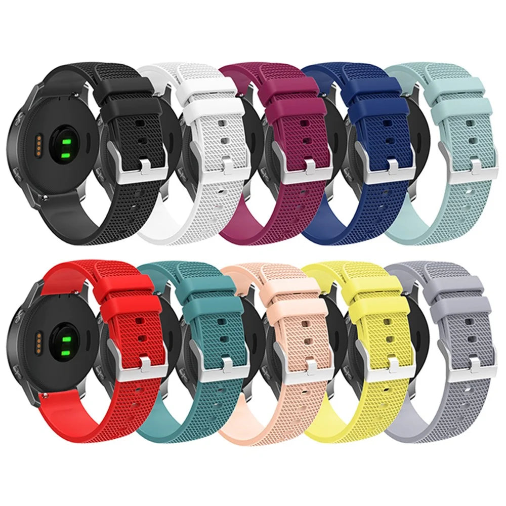Grid Design Soft Silicone Wrist Band 20mm Smart Watch Replacement Strap with Silver Buckle - Fuchsia - 6