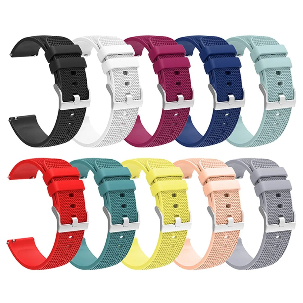 Grid Design Soft Silicone Wrist Band 20mm Smart Watch Replacement Strap with Silver Buckle - Fuchsia - 7