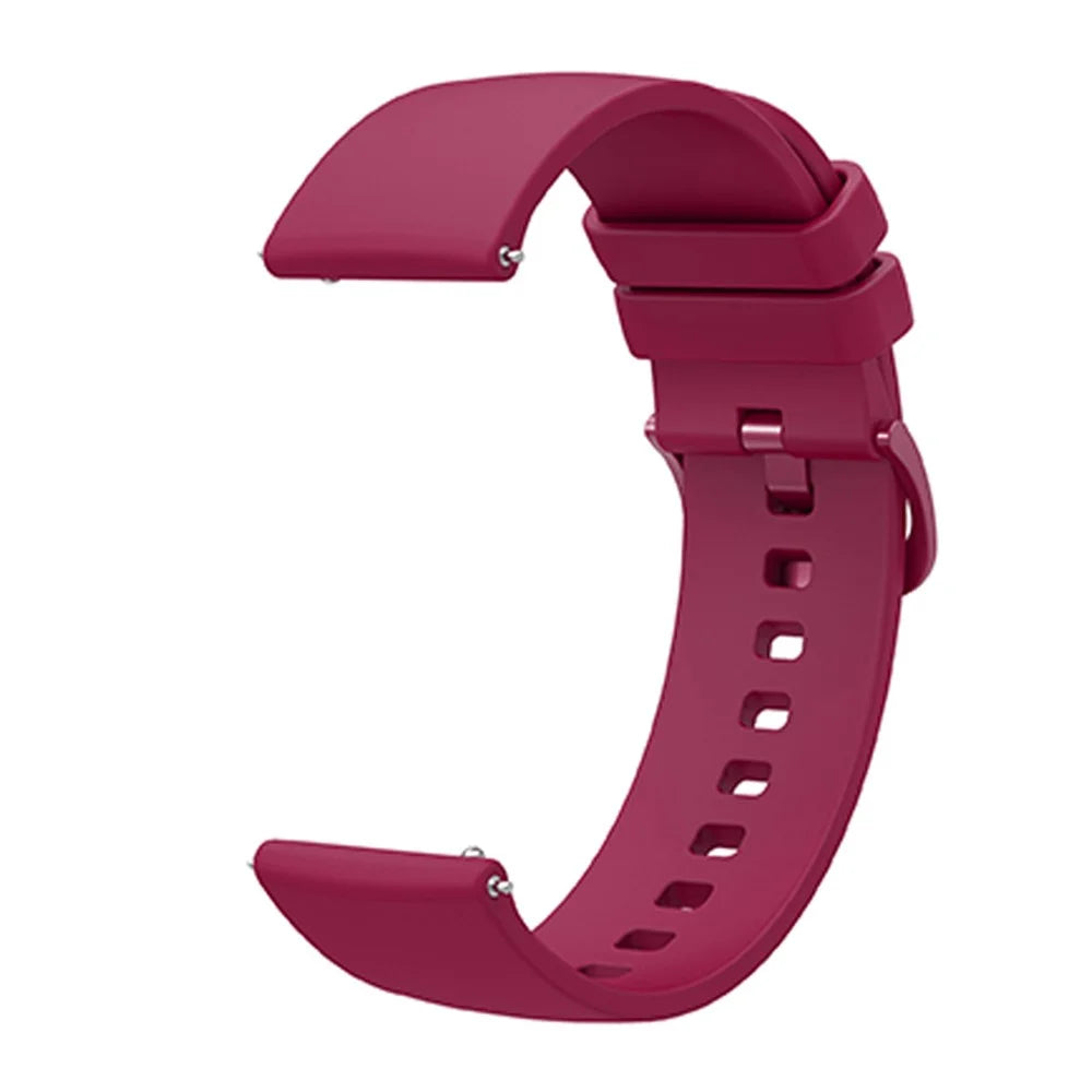 Universal 22mm Silicone Replacement Wrist Band Solid Color Adjustable Watch Strap with Same Color Buckle - Fuchsia - 2