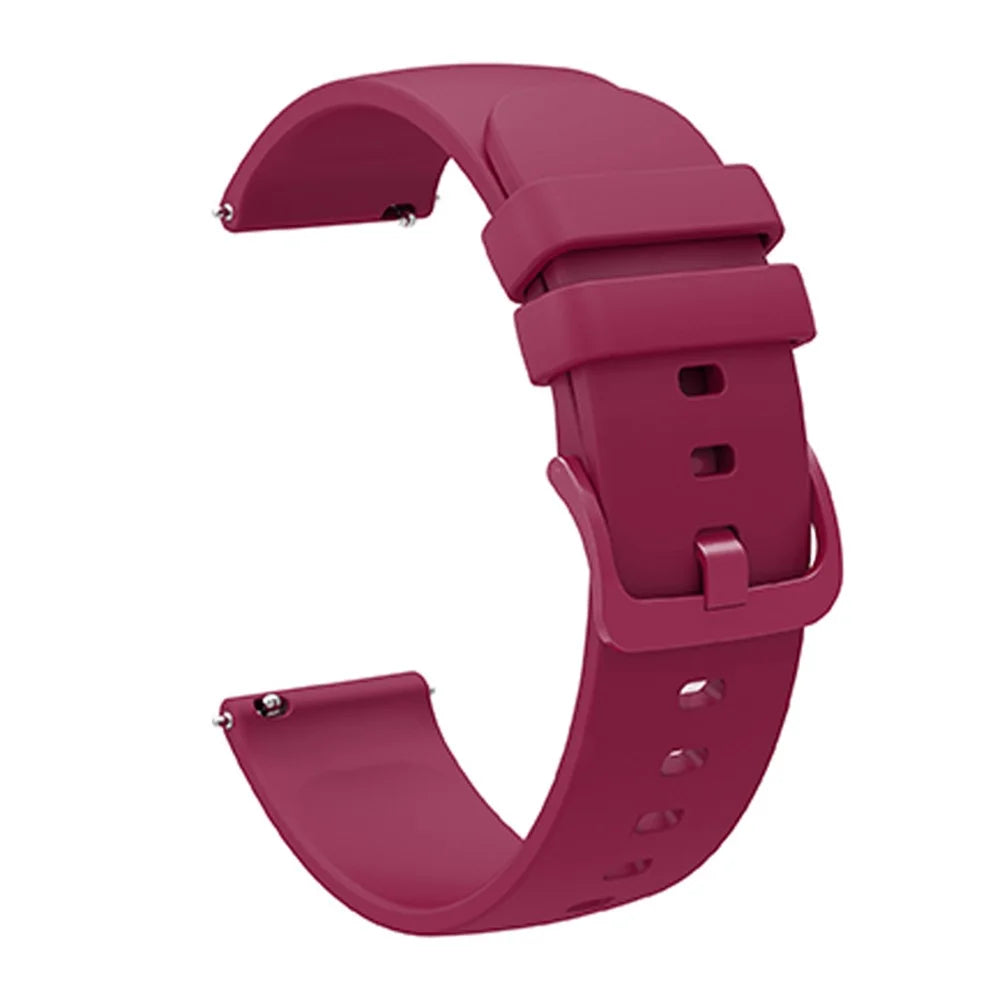 Universal 22mm Silicone Replacement Wrist Band Solid Color Adjustable Watch Strap with Same Color Buckle - Fuchsia - 3