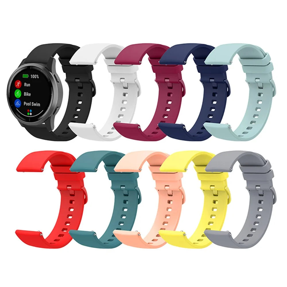 Universal 22mm Silicone Replacement Wrist Band Solid Color Adjustable Watch Strap with Same Color Buckle - Fuchsia - 6