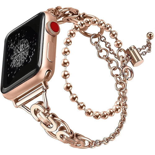 For Apple Watch Series 11 10 42mm / 9 8 7 41mm / SE3 SE2 SE 6 5 4 40mm / 3 2 1 38mm Watch Band Stainless Steel Bracelet Wristband Strap - Rose Gold - 1
