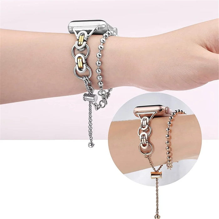 For Apple Watch Series 11 10 42mm / 9 8 7 41mm / SE3 SE2 SE 6 5 4 40mm / 3 2 1 38mm Watch Band Stainless Steel Bracelet Wristband Strap - Rose Gold - 3