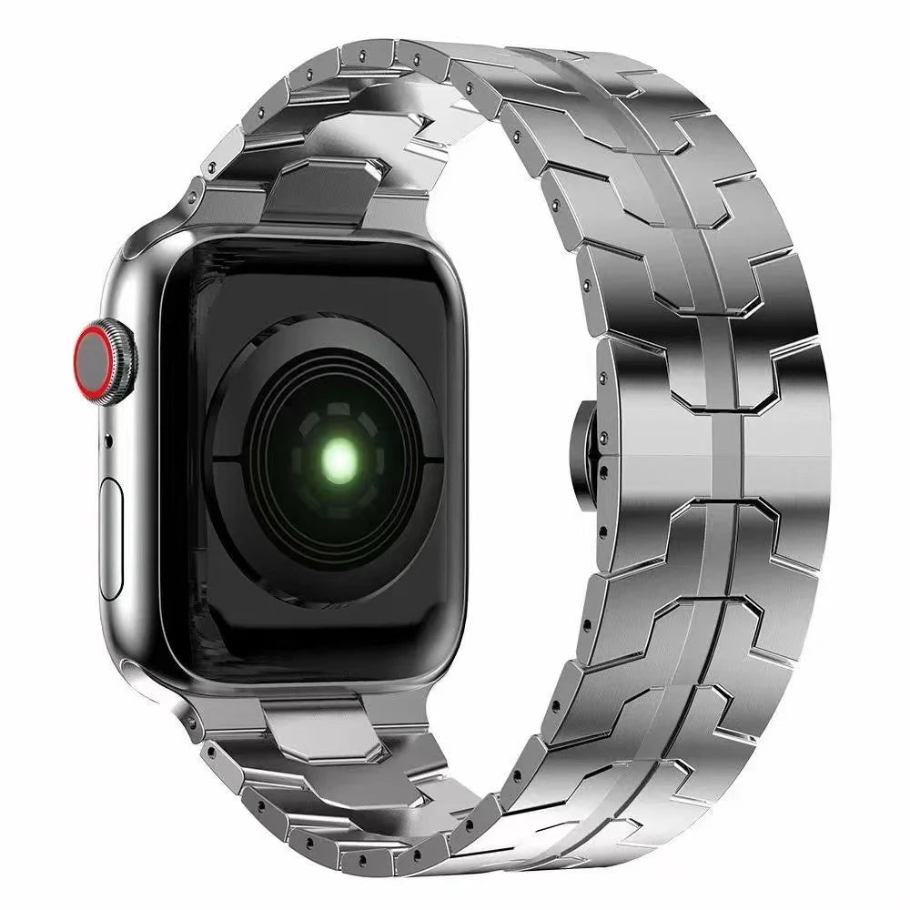For Apple Watch Series 10 42mm / 9 8 7 41mm / 6 5 4 SE SE (2022) SE (2023) 40mm / 3 2 1 38mm Stylish Buckle Design Stainless Steel Smart Watch Band Replacement Strap - Silver - 1