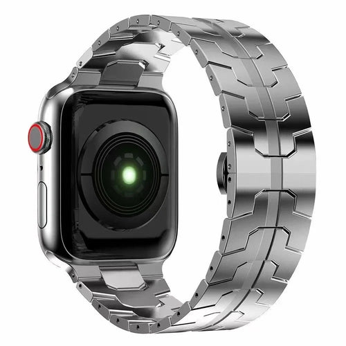 For Apple Watch Series 10 42mm / 9 8 7 41mm / 6 5 4 SE SE (2022) SE (2023) 40mm / 3 2 1 38mm Stylish Buckle Design Stainless Steel Smart Watch Band Replacement Strap - Silver - 1
