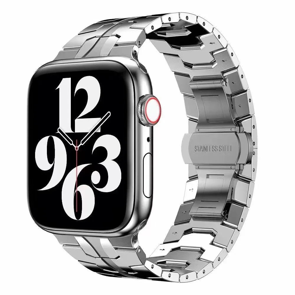 For Apple Watch Series 10 42mm / 9 8 7 41mm / 6 5 4 SE SE (2022) SE (2023) 40mm / 3 2 1 38mm Stylish Buckle Design Stainless Steel Smart Watch Band Replacement Strap - Silver - 2
