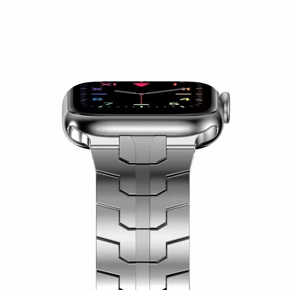 For Apple Watch Series 10 42mm / 9 8 7 41mm / 6 5 4 SE SE (2022) SE (2023) 40mm / 3 2 1 38mm Stylish Buckle Design Stainless Steel Smart Watch Band Replacement Strap - Silver - 3