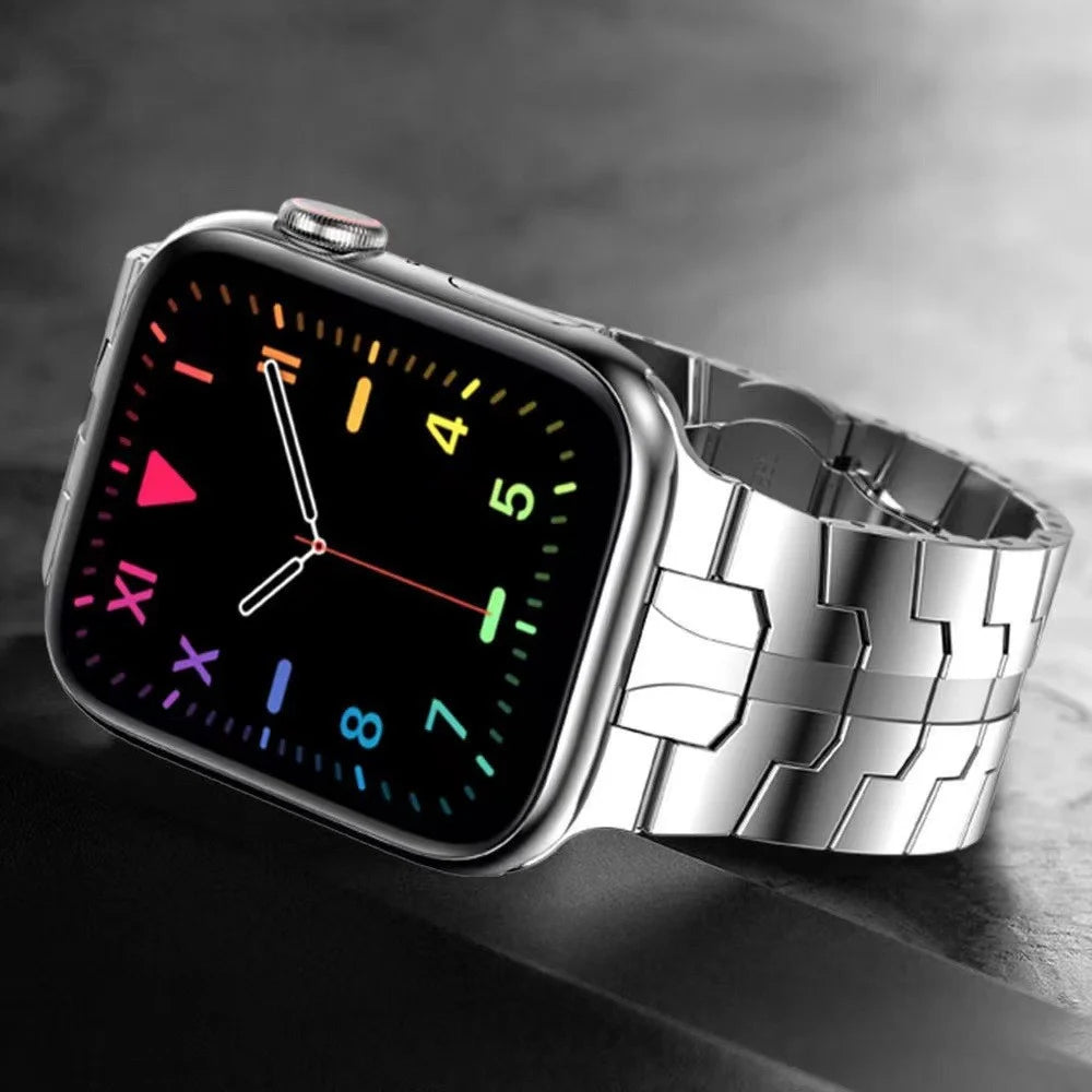 For Apple Watch Series 10 42mm / 9 8 7 41mm / 6 5 4 SE SE (2022) SE (2023) 40mm / 3 2 1 38mm Stylish Buckle Design Stainless Steel Smart Watch Band Replacement Strap - Silver - 4