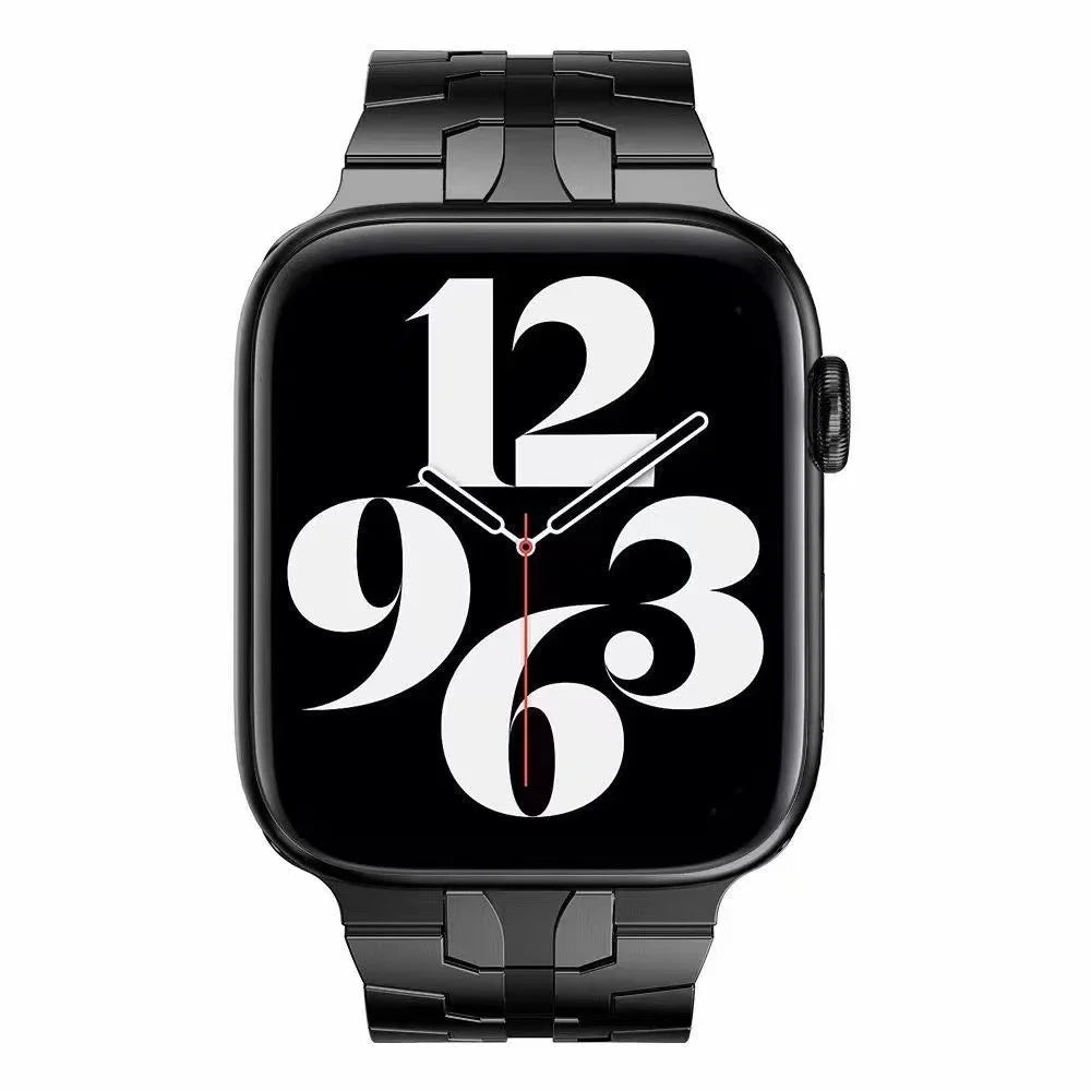 For Apple Watch Ultra 3 2 1 49mm / Series 11 10 46mm / 9 8 7 45mm / SE3 SE2 SE 6 5 4 44mm / 3 2 1 42mm Stainless Steel Watch Band Replacement Strap with Stylish Buckle - Black - 3