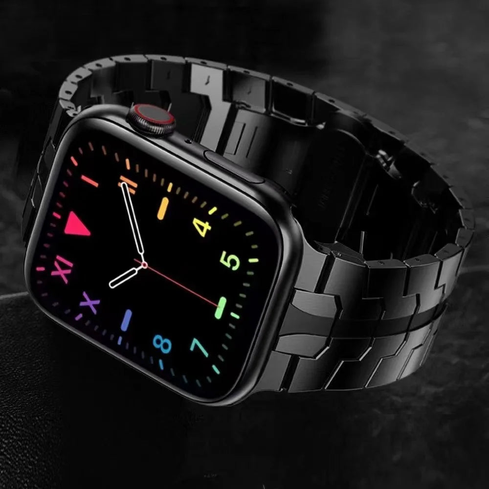 For Apple Watch Ultra 3 2 1 49mm / Series 11 10 46mm / 9 8 7 45mm / SE3 SE2 SE 6 5 4 44mm / 3 2 1 42mm Stainless Steel Watch Band Replacement Strap with Stylish Buckle - Black - 4