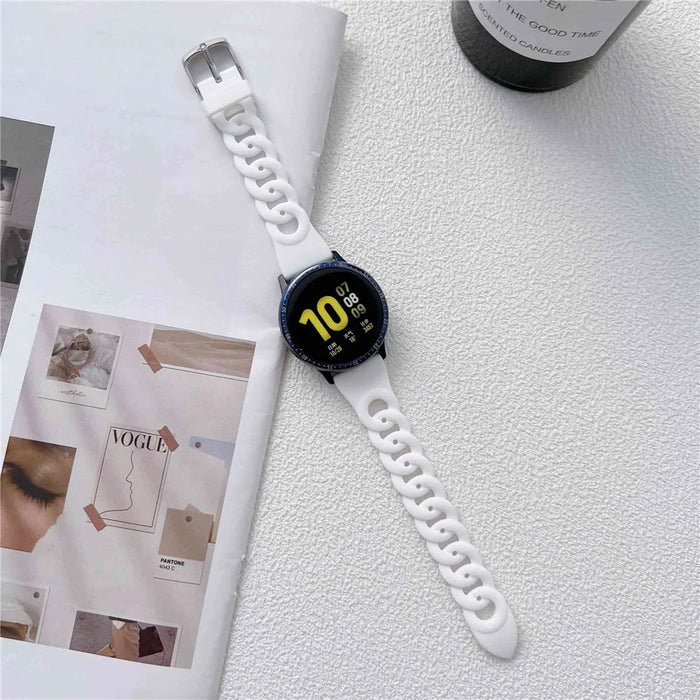 For Garmin Venu 2/Samsung Gear S3 Classic Circle Design Adjustable Silicone Strap 22mm Universal Replacement Watch Band - White - 3
