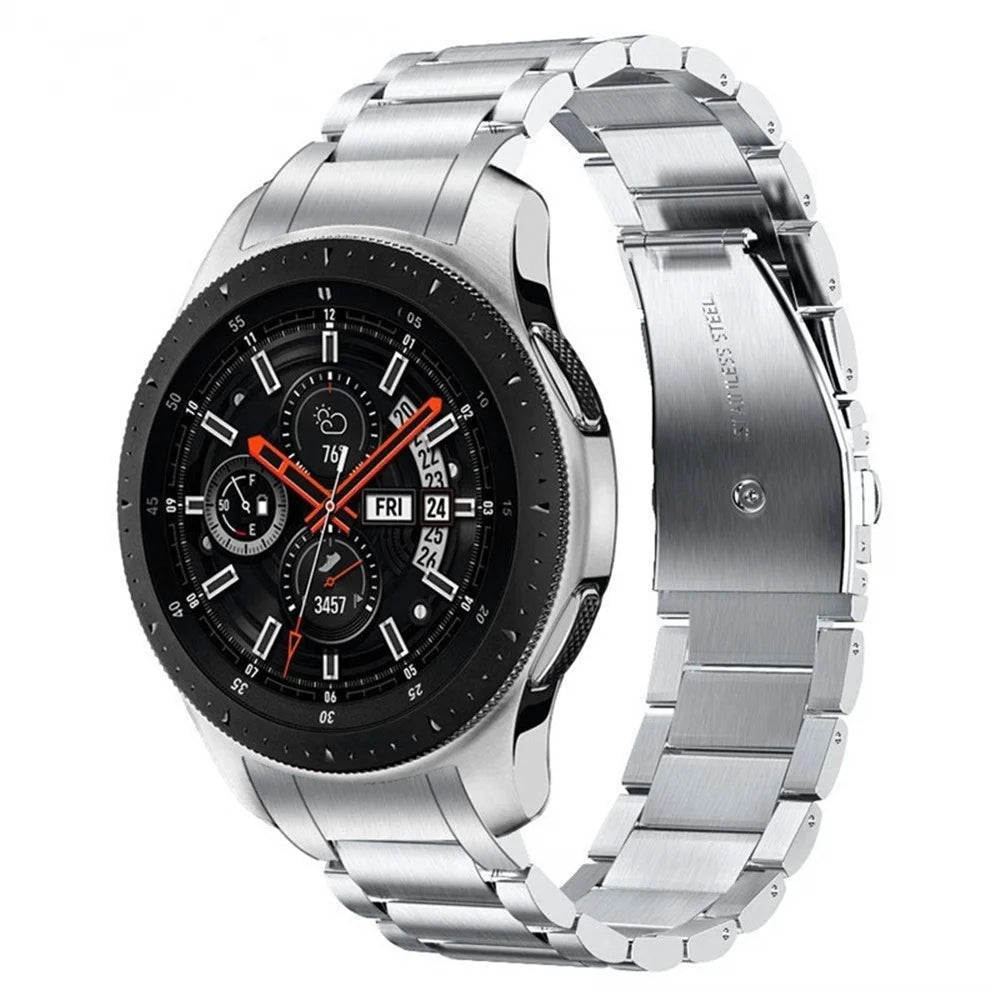 For Samsung Galaxy Watch 46mm/Gear S3 Classic/Gear S3 Frontier 3 Beads Smart Watch Band Replacement Stainless Steel Strap - 2