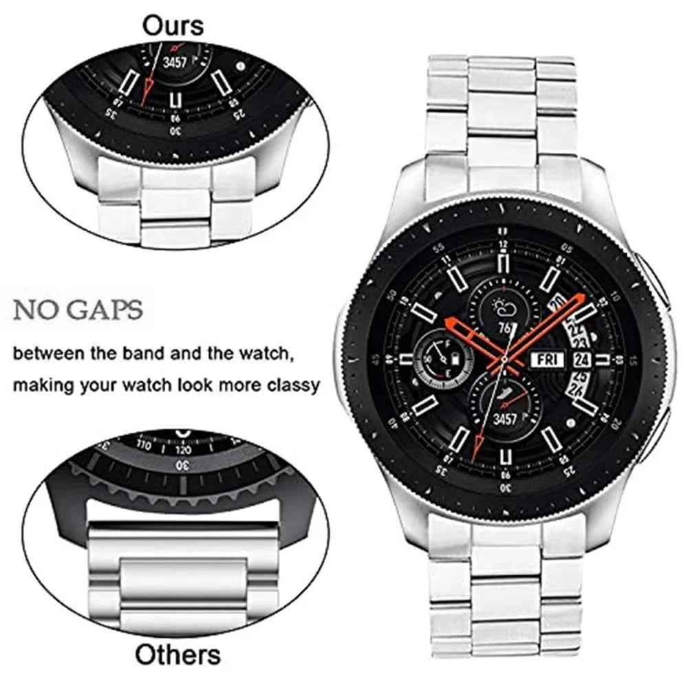 For Samsung Galaxy Watch 46mm/Gear S3 Classic/Gear S3 Frontier 3 Beads Smart Watch Band Replacement Stainless Steel Strap - 3