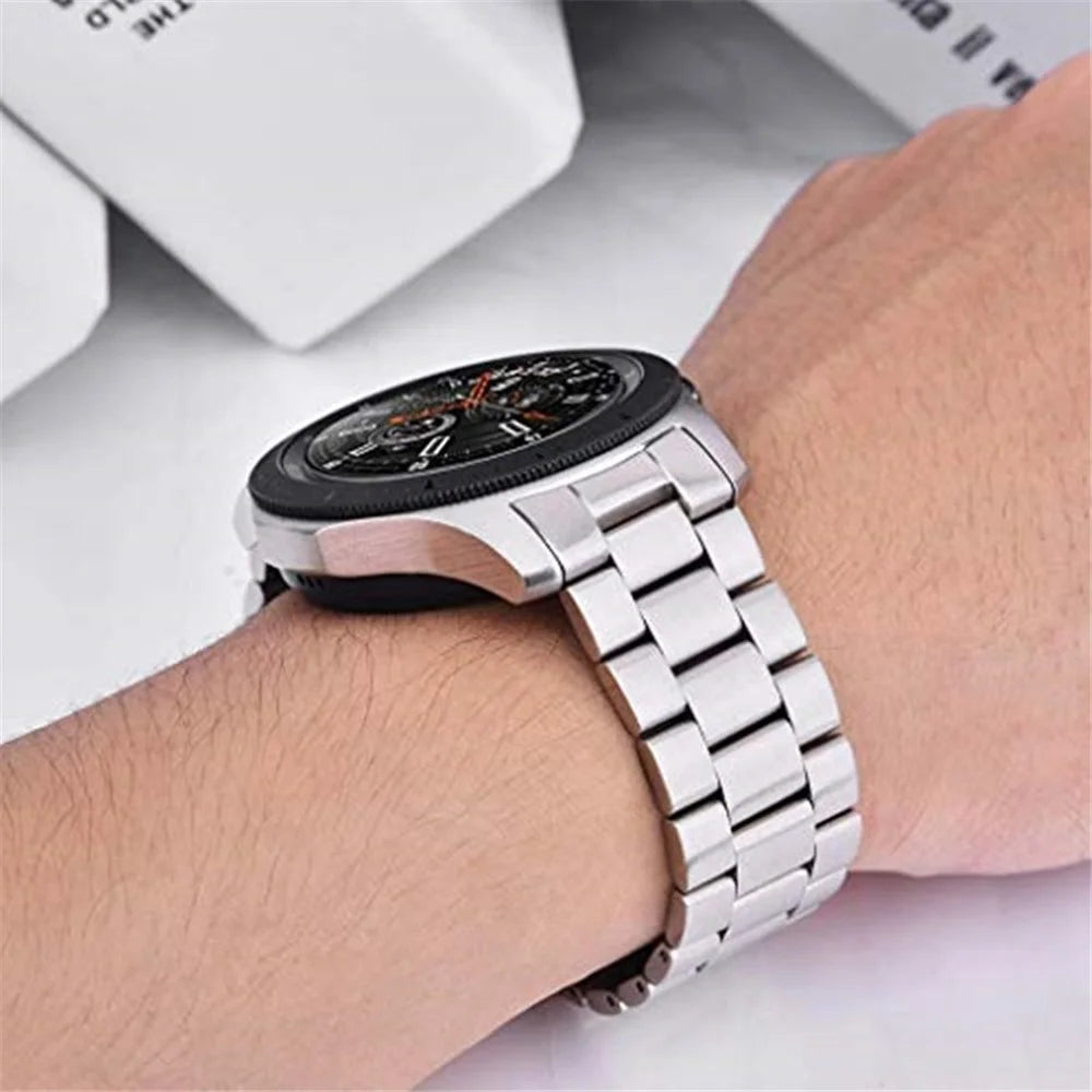 For Samsung Galaxy Watch 46mm/Gear S3 Classic/Gear S3 Frontier 3 Beads Smart Watch Band Replacement Stainless Steel Strap - 5