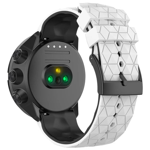 For Suunto 9/Suunto 9 Baro/Spartan Sport Wrist HR/Traverse, Football Textured 24mm Silicone Watch Band Quick Release Wrist Strap Sports Watch Parts - White/Black - 1