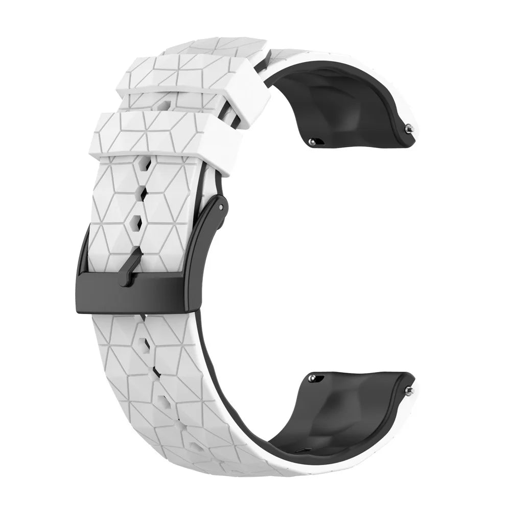 For Suunto 9/Suunto 9 Baro/Spartan Sport Wrist HR/Traverse, Football Textured 24mm Silicone Watch Band Quick Release Wrist Strap Sports Watch Parts - White/Black - 3