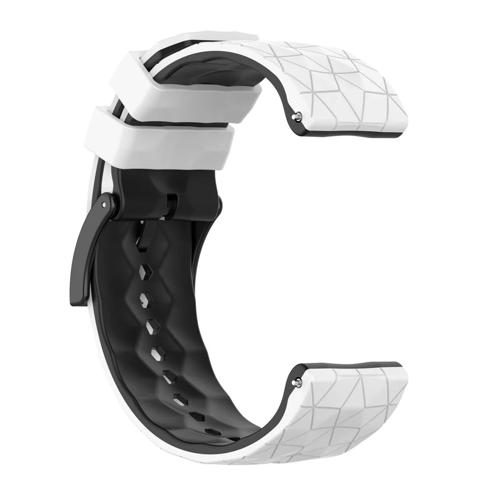 For Suunto 9/Suunto 9 Baro/Spartan Sport Wrist HR/Traverse, Football Textured 24mm Silicone Watch Band Quick Release Wrist Strap Sports Watch Parts - White/Black - 4