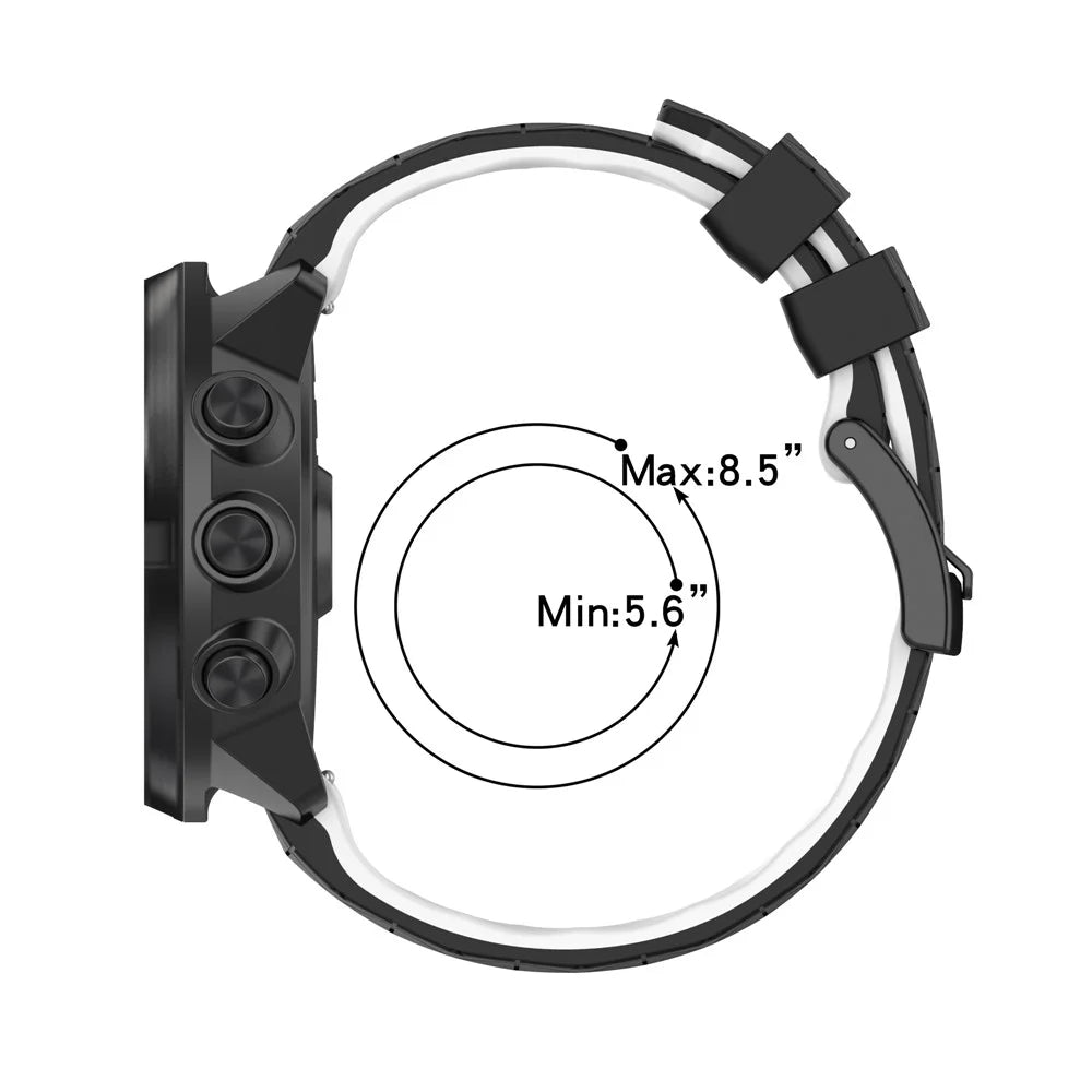 For Suunto 9/Suunto 9 Baro/Spartan Sport Wrist HR/Traverse, Football Textured 24mm Silicone Watch Band Quick Release Wrist Strap Sports Watch Parts - White/Black - 7