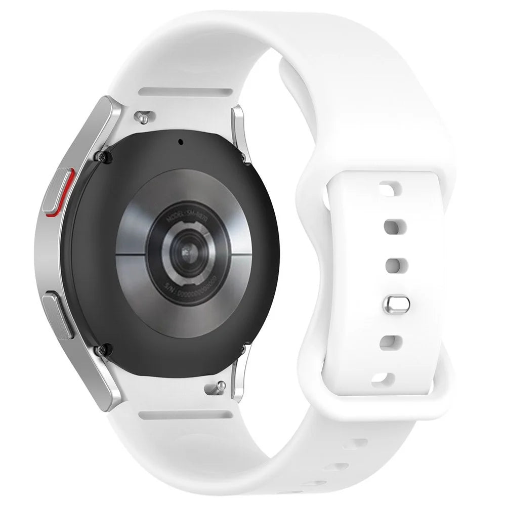 For Samsung Galaxy Watch 4/Watch 4 Classic Silicone Watch Band 20mm Quick Release Wrist Strap with Butterfly Buckle for Sports Watch - White - 1