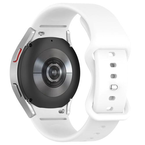 For Samsung Galaxy Watch 4/Watch 4 Classic Silicone Watch Band 20mm Quick Release Wrist Strap with Butterfly Buckle for Sports Watch - White - 1