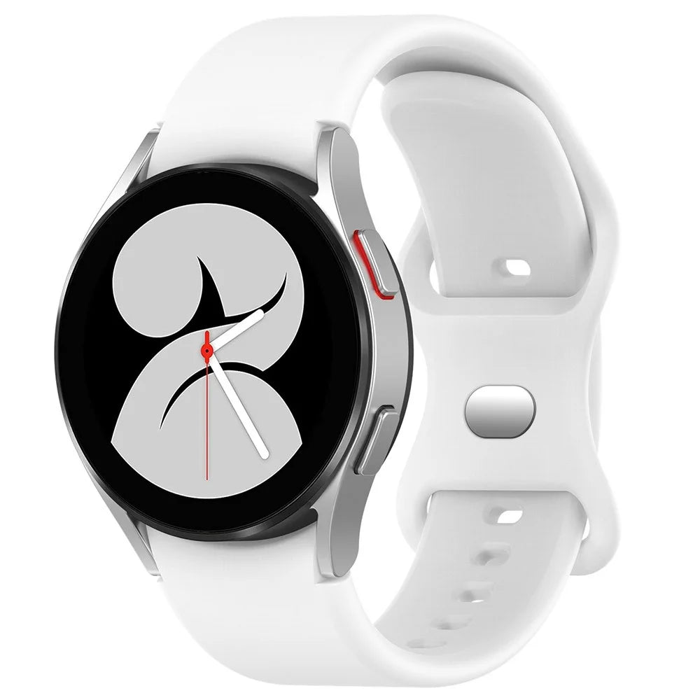 For Samsung Galaxy Watch 4/Watch 4 Classic Silicone Watch Band 20mm Quick Release Wrist Strap with Butterfly Buckle for Sports Watch - White - 2