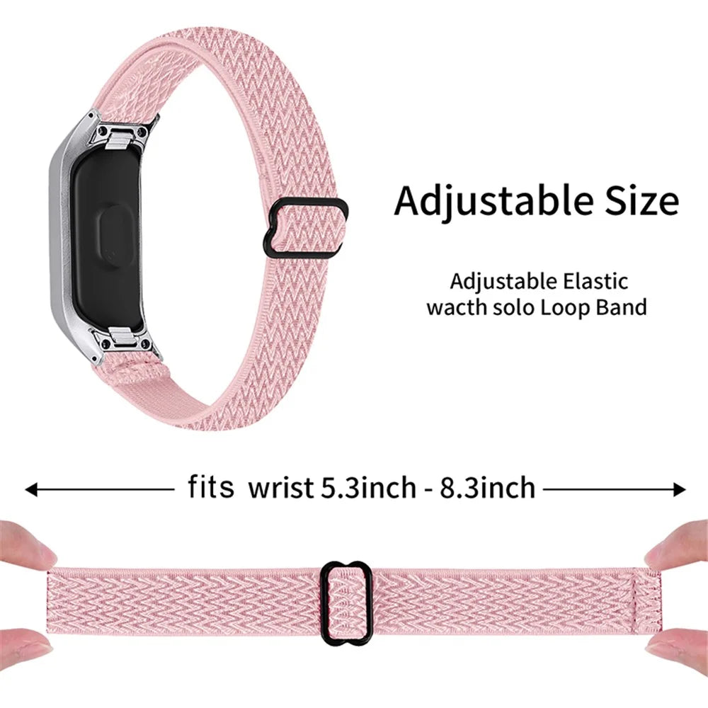 For Samsung Galaxy Fit-e / SM-R375 Watch Band Adjustable Buckle Elastic Nylon Strap Replacement - Pink - 2