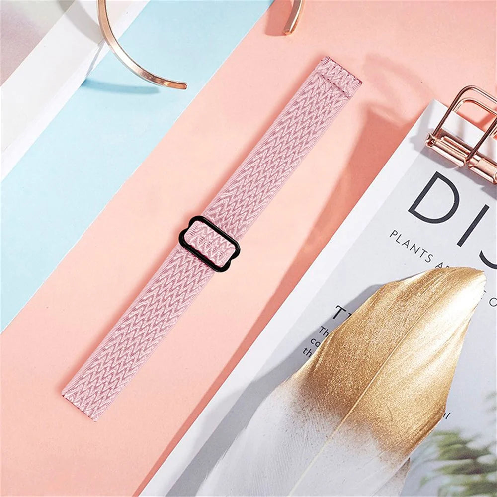 For Samsung Galaxy Fit-e / SM-R375 Watch Band Adjustable Buckle Elastic Nylon Strap Replacement - Pink - 4