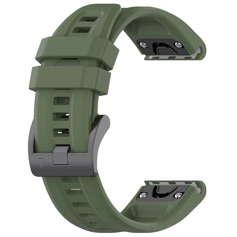 For Garmin Fenix 7X/7X Solar/6X/6X Pro/TACTIX 7 Silicone Watch Strap Quick Release Wrist Band Sports Watch Watchband 26mm - Dark Green - 3
