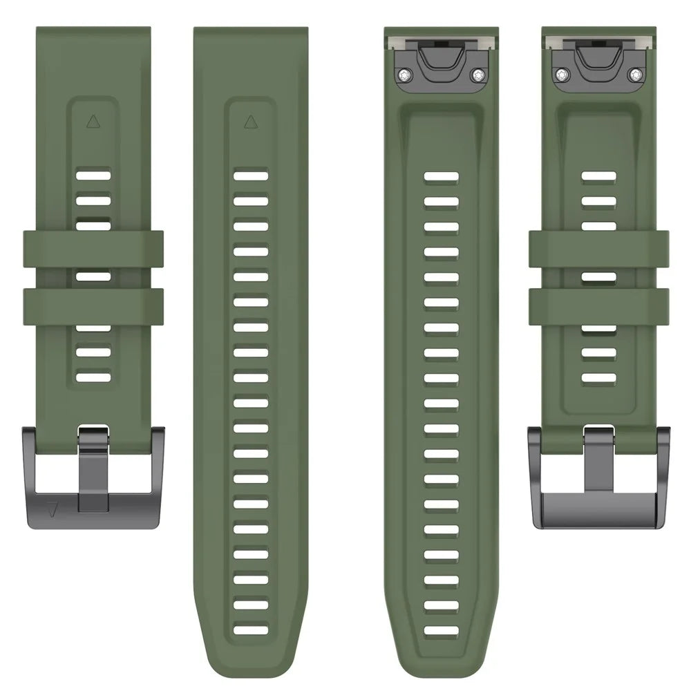 For Garmin Fenix 7X/7X Solar/6X/6X Pro/TACTIX 7 Silicone Watch Strap Quick Release Wrist Band Sports Watch Watchband 26mm - Dark Green - 5