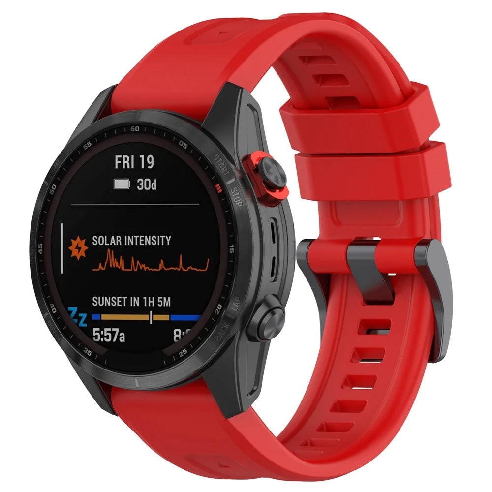 For Garmin Fenix 7S/6S Pro/5S/5S Plus/Instinct 2S Silicone Watchband Wrist Strap Sports Watch Quick Release Watch Band with Buckle - Red - 2