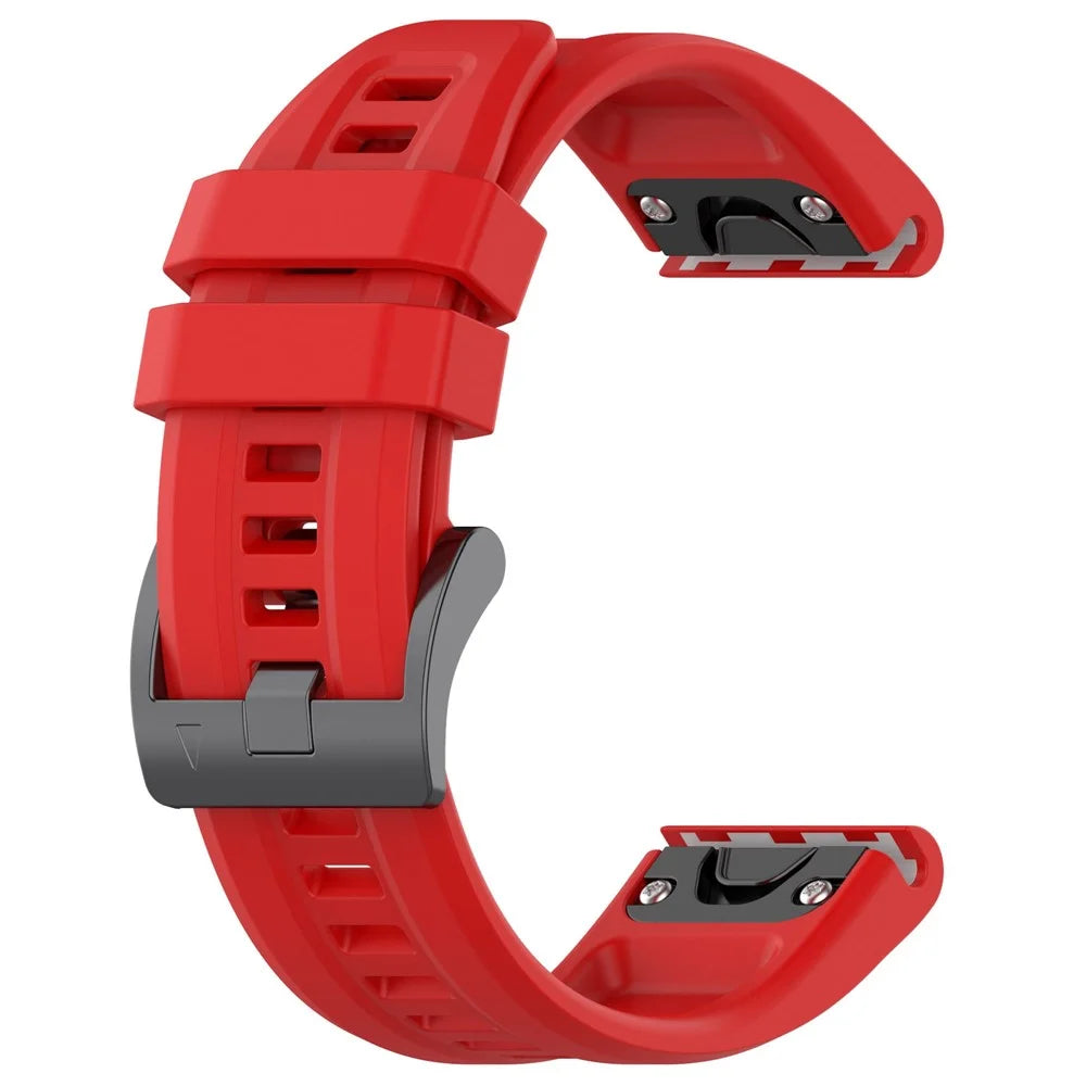 For Garmin Fenix 7S/6S Pro/5S/5S Plus/Instinct 2S Silicone Watchband Wrist Strap Sports Watch Quick Release Watch Band with Buckle - Red - 3