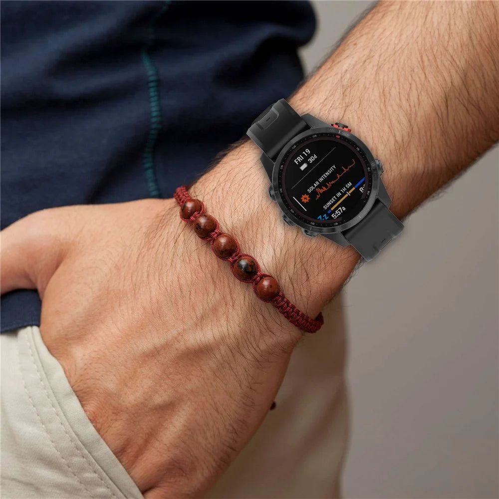 For Garmin Fenix 7S/6S Pro/5S/5S Plus/Instinct 2S Silicone Watchband Wrist Strap Sports Watch Quick Release Watch Band with Buckle - Red - 6