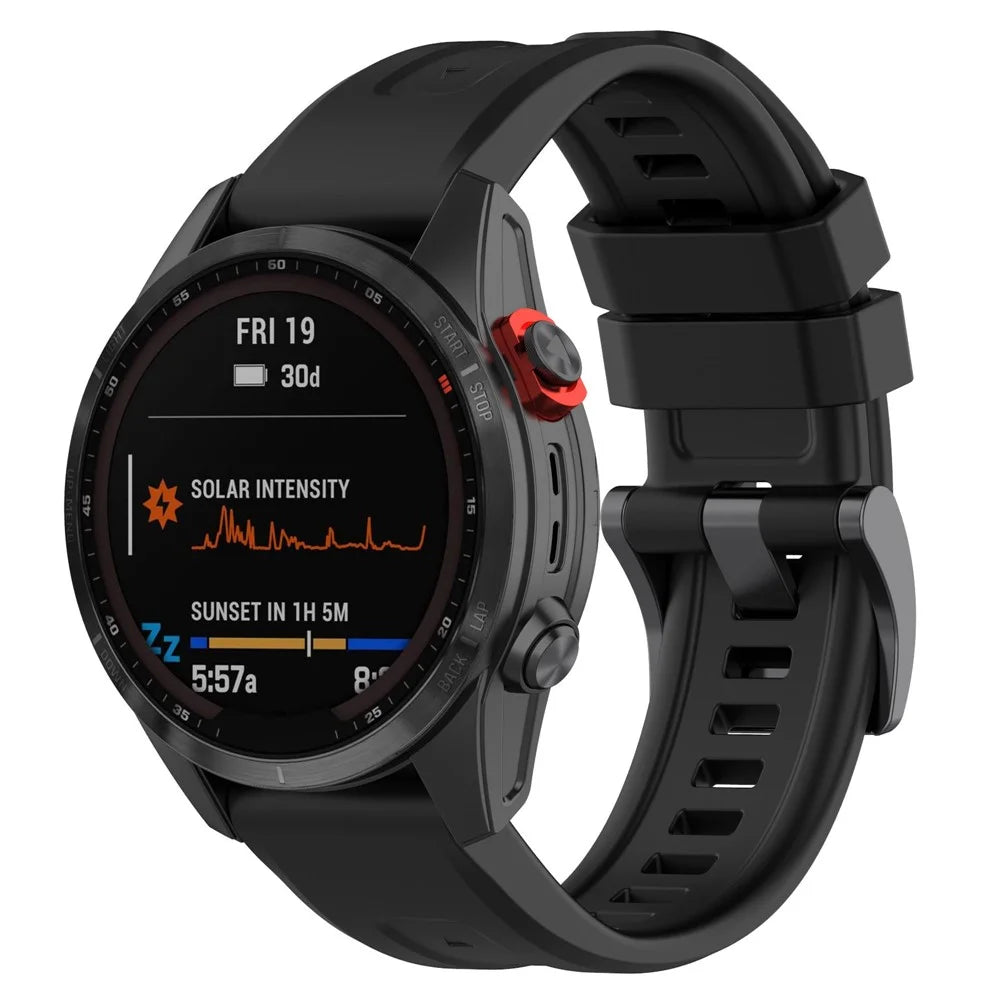 For Garmin Fenix 7/Epix Gen2/Descent G1/COROS VERTIX Silicone Watch Band Quick Release Wrist Strap Sports Watch Replacement Watchband - Black - 2