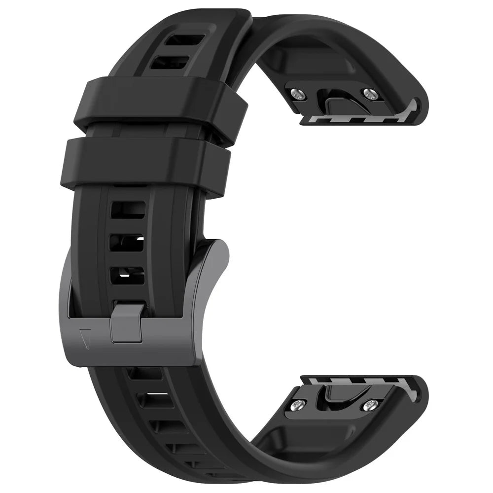 For Garmin Fenix 7/Epix Gen2/Descent G1/COROS VERTIX Silicone Watch Band Quick Release Wrist Strap Sports Watch Replacement Watchband - Black - 3