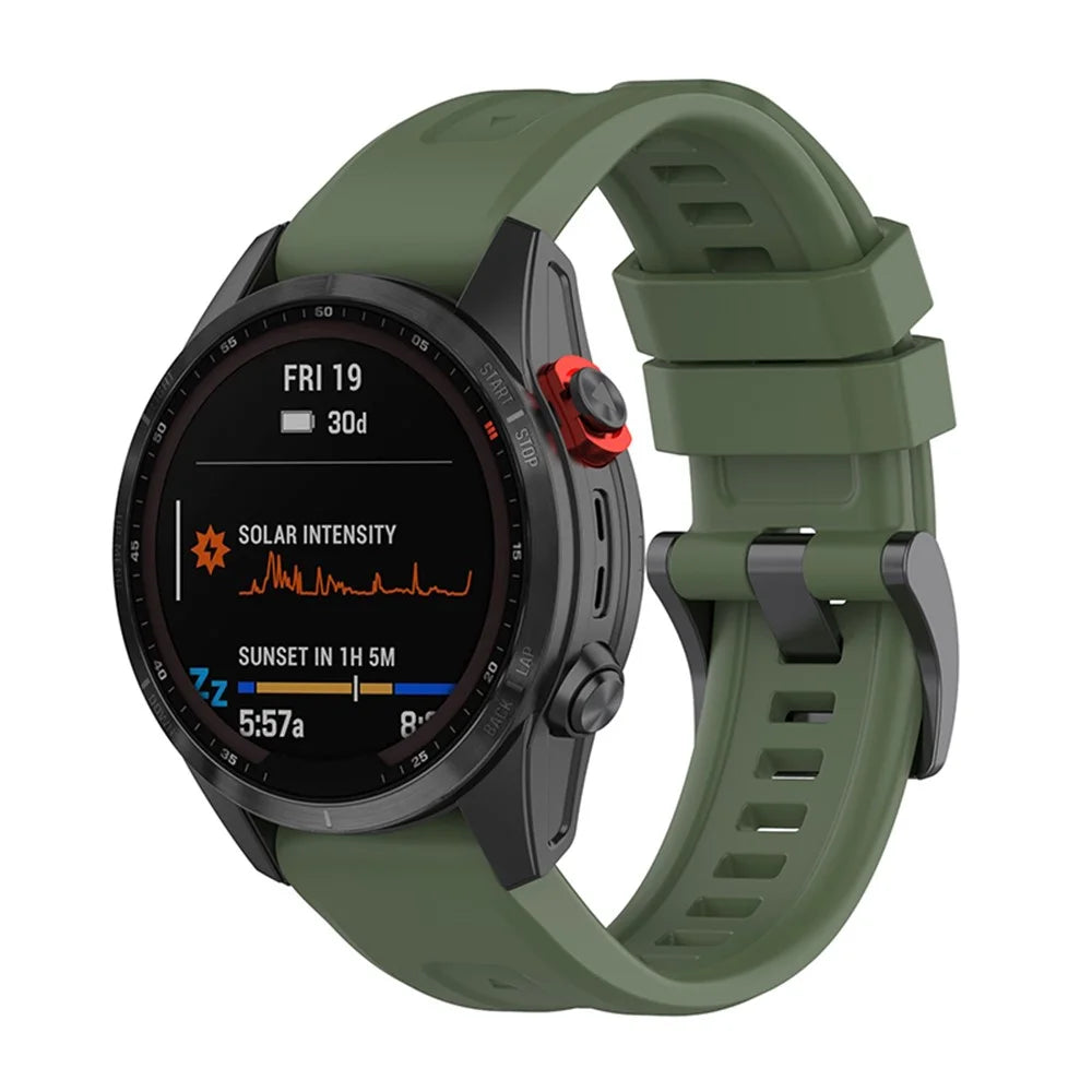 For Garmin Fenix 7X / 7X Solar / Tactic 7 Strap 26mm Silicone Watch Band Quick Release - Midnight Green - 1