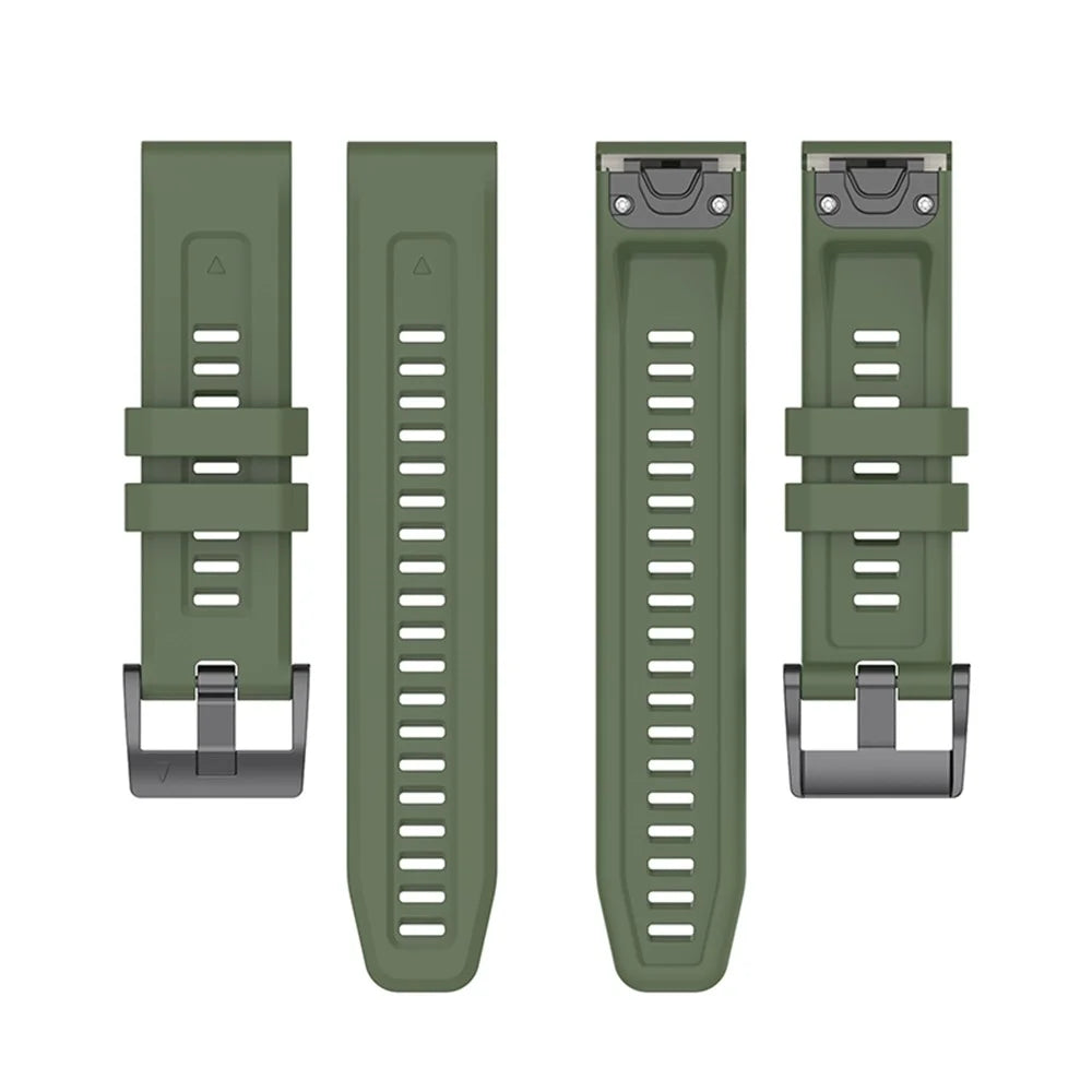 For Garmin Fenix 7X / 7X Solar / Tactic 7 Strap 26mm Silicone Watch Band Quick Release - Midnight Green - 5