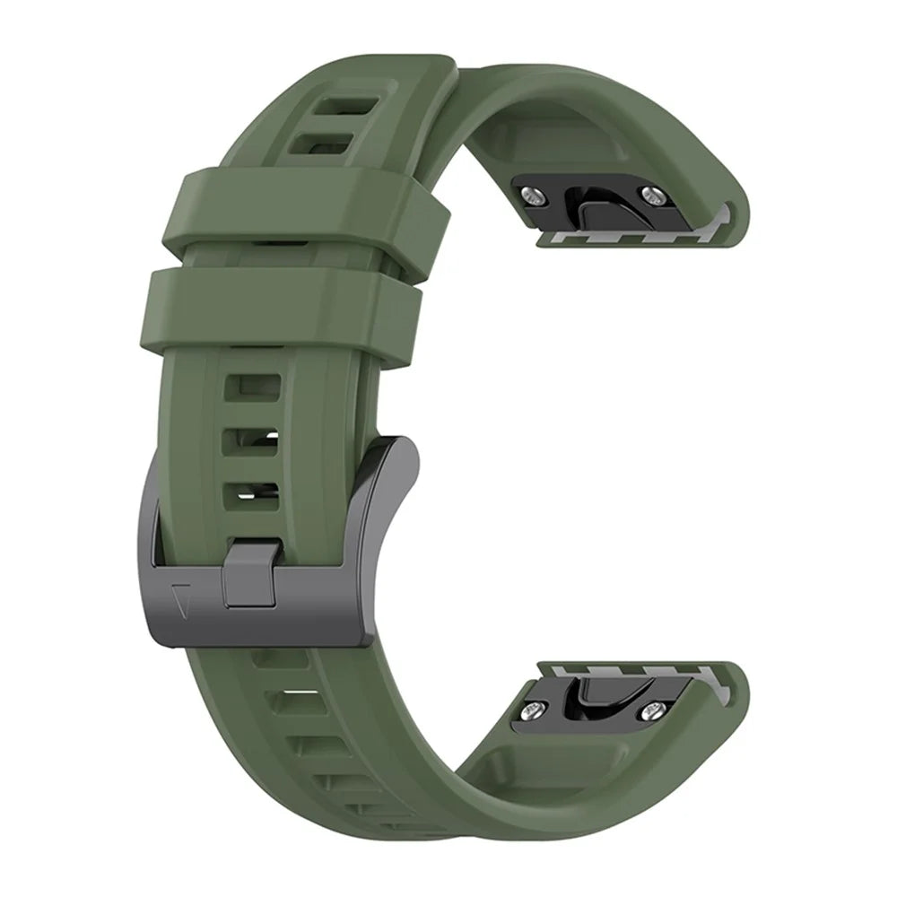 For Garmin Fenix 7S/Fenix 6S/Instinct 2S Quick Release Watch Strap Silicone Wrist Band Sports Watch 20mm Watchband with Metal Buckle - Midnight Green - 3