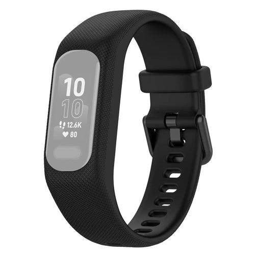 For Garmin Vivosmart 5 Armband Silicone Watch Strap with Case - Black - 1