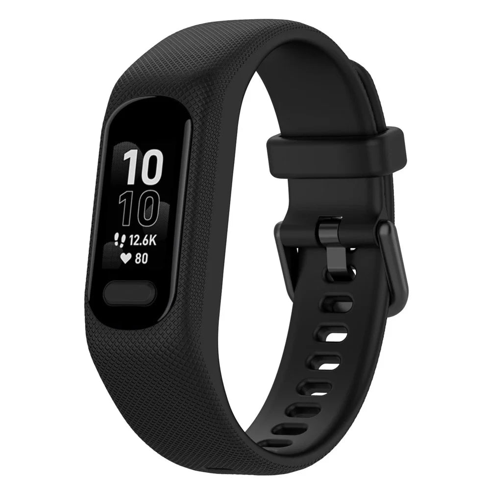 For Garmin Vivosmart 5 Armband Silicone Watch Strap with Case - Black - 2