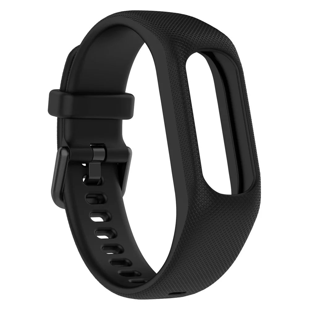 For Garmin Vivosmart 5 Armband Silicone Watch Strap with Case - Black - 5
