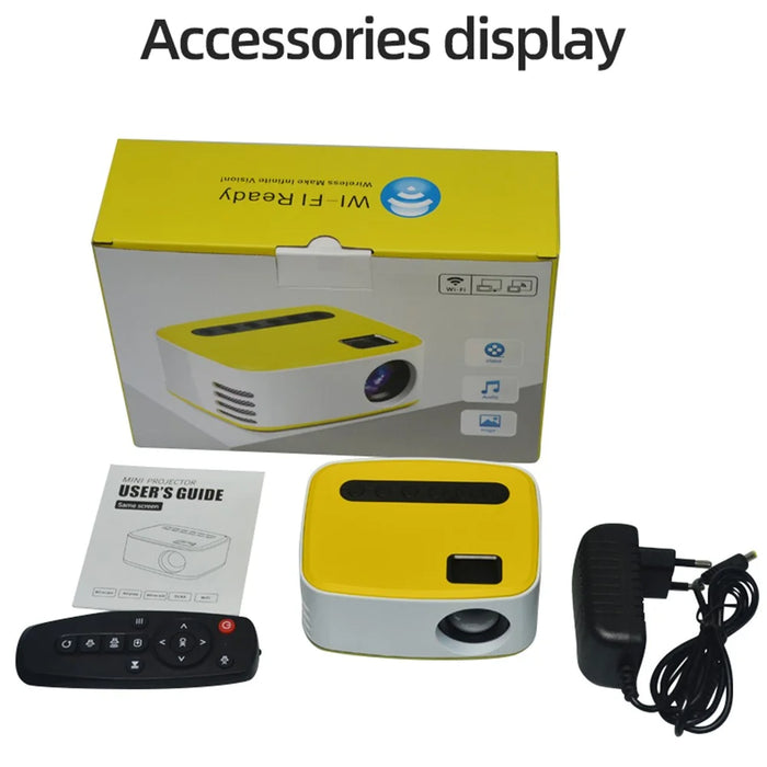 T20 HD 1080P Mini Projector Remote Control LED Video Projector Office Home Theatre Device - Black / White / EU Plug - 6