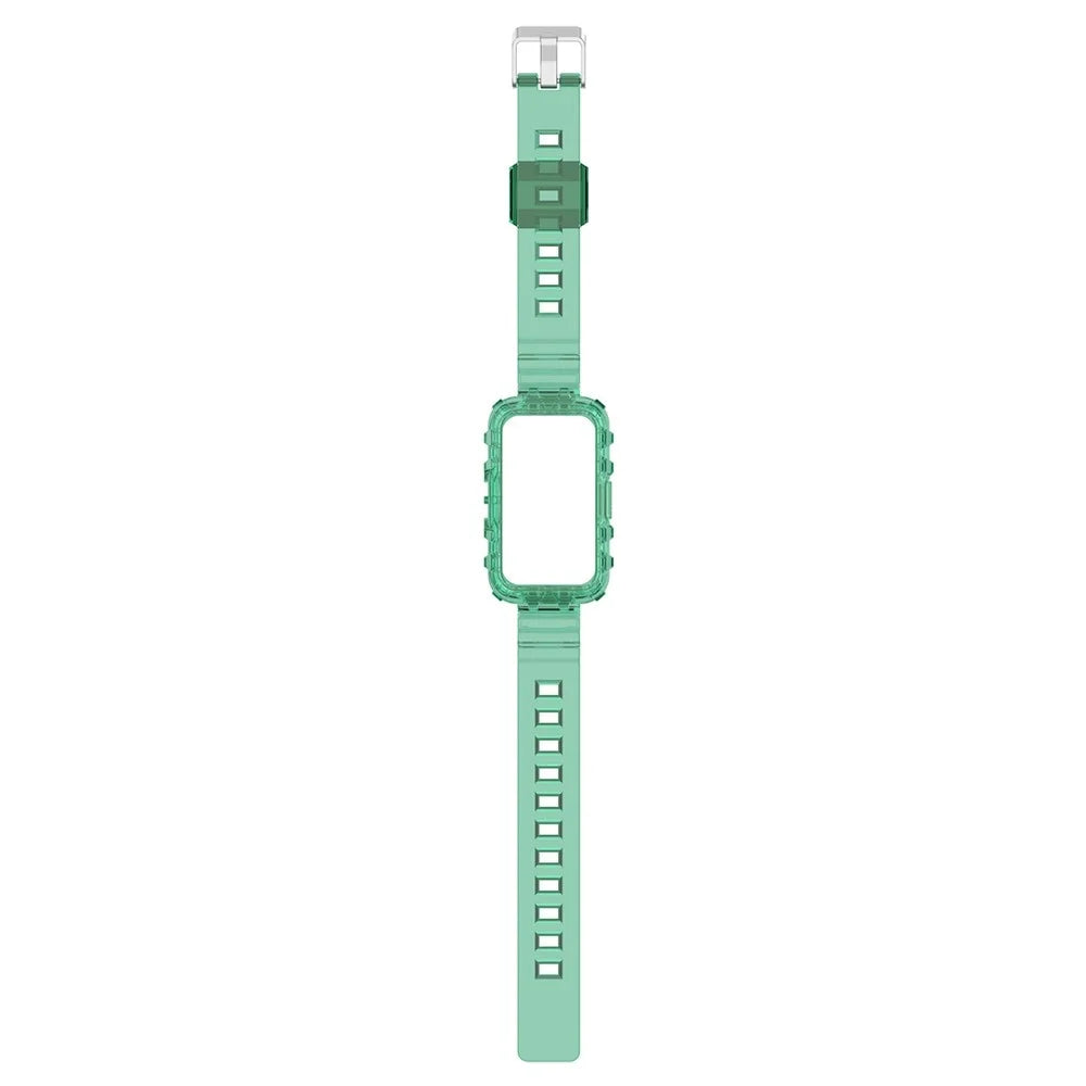 For Huawei Band 7/Band 6/Honor Band 6 Replacement Transparent TPU Watch Strap Wrist Band with Watch Case - Transparent Green - 5