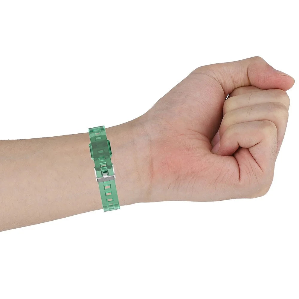 For Huawei Band 7/Band 6/Honor Band 6 Replacement Transparent TPU Watch Strap Wrist Band with Watch Case - Transparent Green - 7