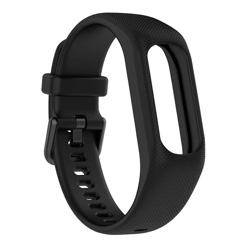For GarminSmart 5 Wear-resistant Soft Silicone Watch Band with Case Protector Wrist Strap - Black - 1