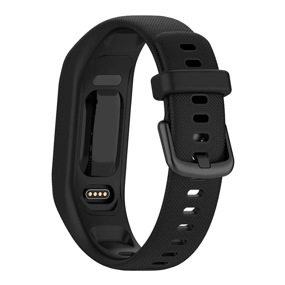 For GarminSmart 5 Wear-resistant Soft Silicone Watch Band with Case Protector Wrist Strap - Black - 3