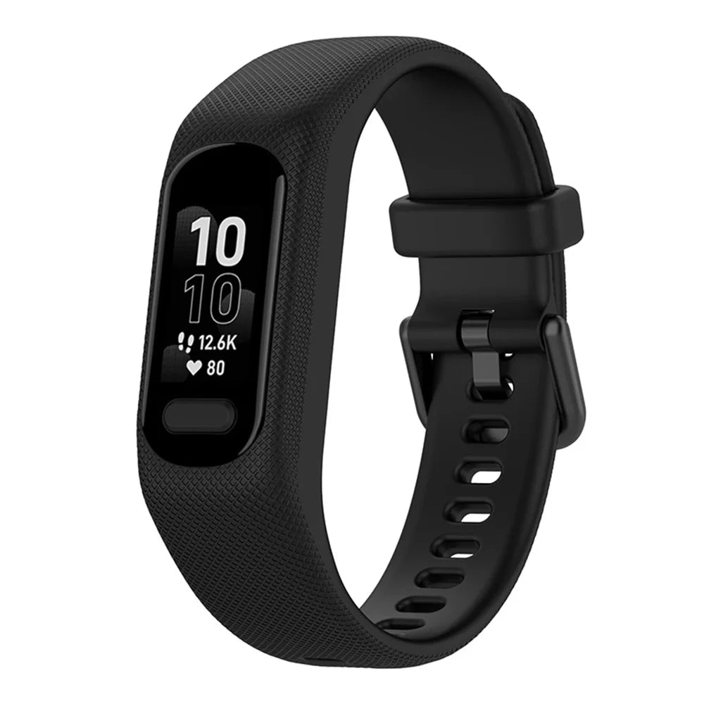 For GarminSmart 5 Wear-resistant Soft Silicone Watch Band with Case Protector Wrist Strap - Black - 4