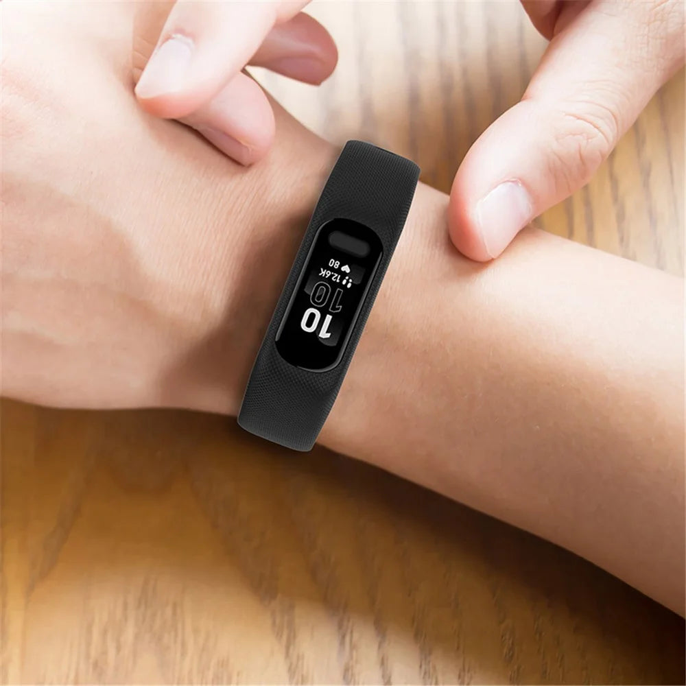 For GarminSmart 5 Wear-resistant Soft Silicone Watch Band with Case Protector Wrist Strap - Black - 6