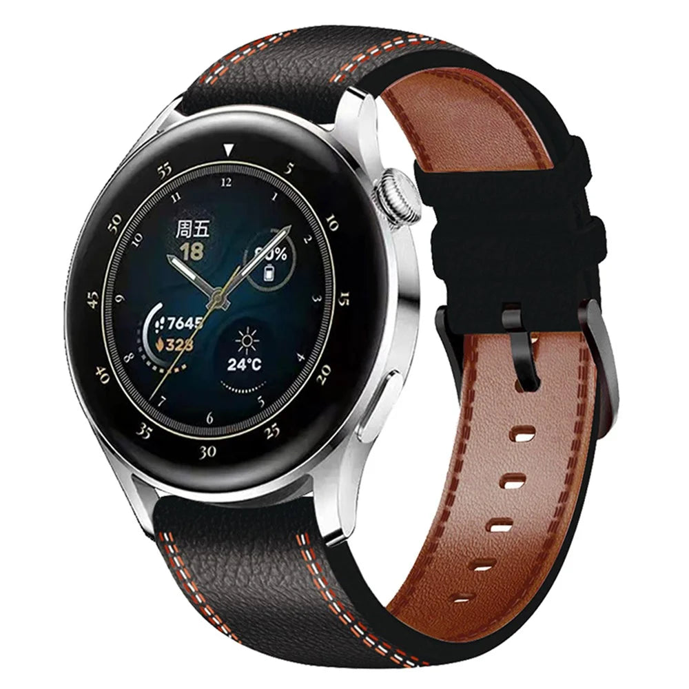For Samsung Galaxy Watch3 45mm/Watch 46mm Microfiber Leather Watch Band Wrist Strap 22mm - Black - 4
