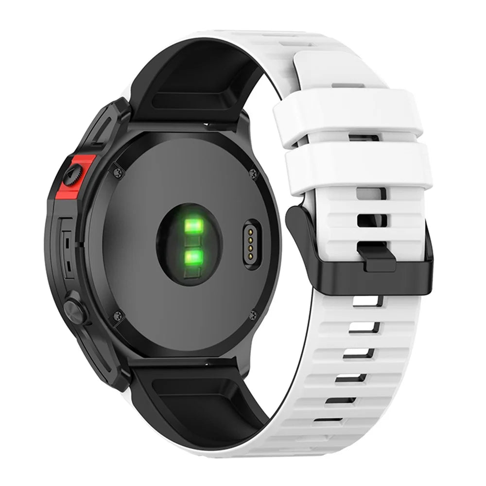 For Garmin Fenix 7X/6X/5X 26mm Replacement Smart Watch Strap Dual Color Silicone Watchband - White/Black - 2