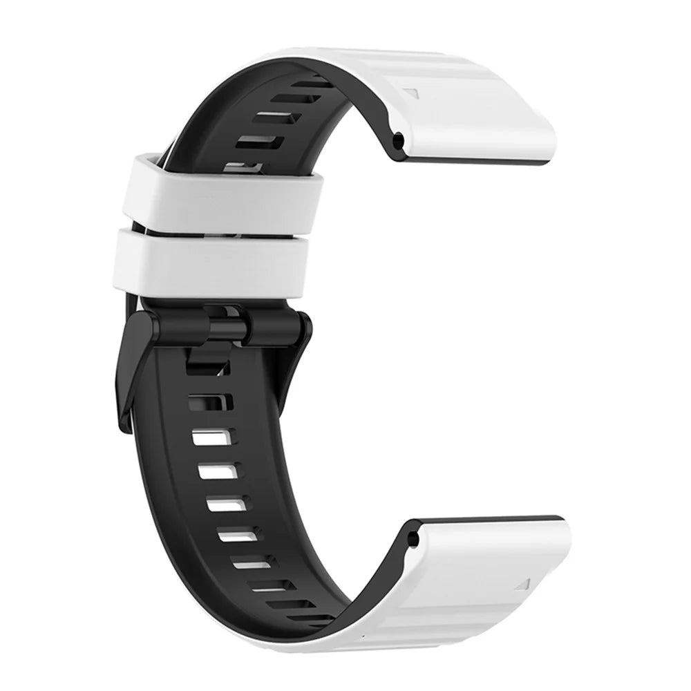 For Garmin Fenix 7X/6X/5X 26mm Replacement Smart Watch Strap Dual Color Silicone Watchband - White/Black - 4